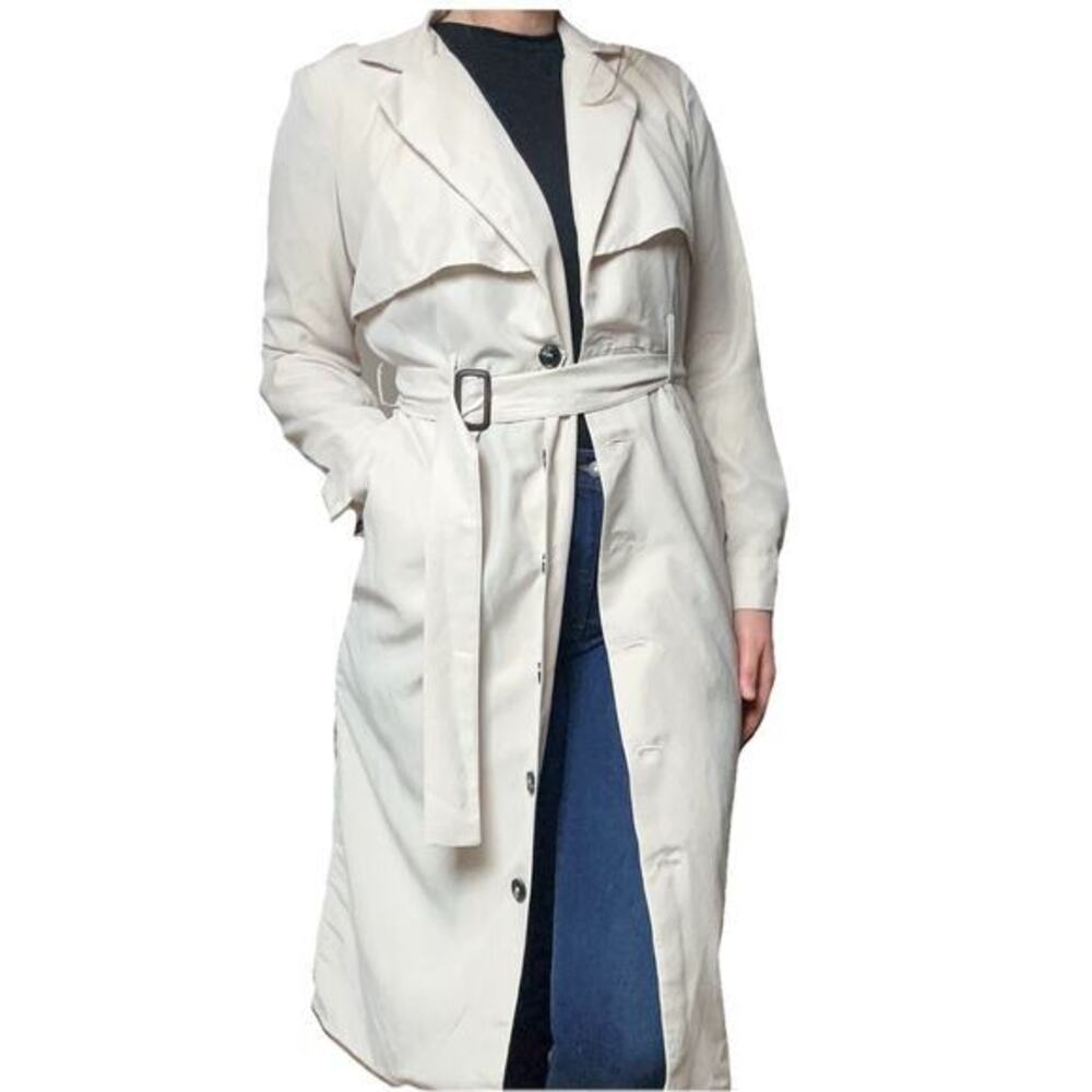 NWT Gibsonlook Women’s Modal Blend Trench Coat‎ Size M Soft Lightweight Belted